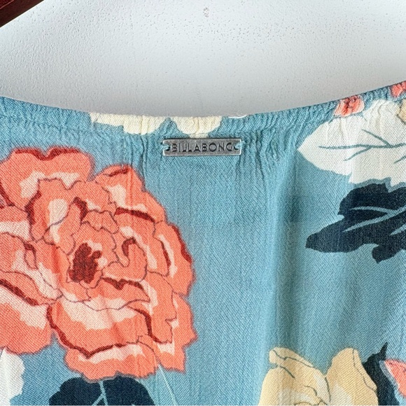 Billabong Your Love Skater Mini Dress Blue Pink Floral Flowy Rayon Boho Medium - Picture 12 of 12